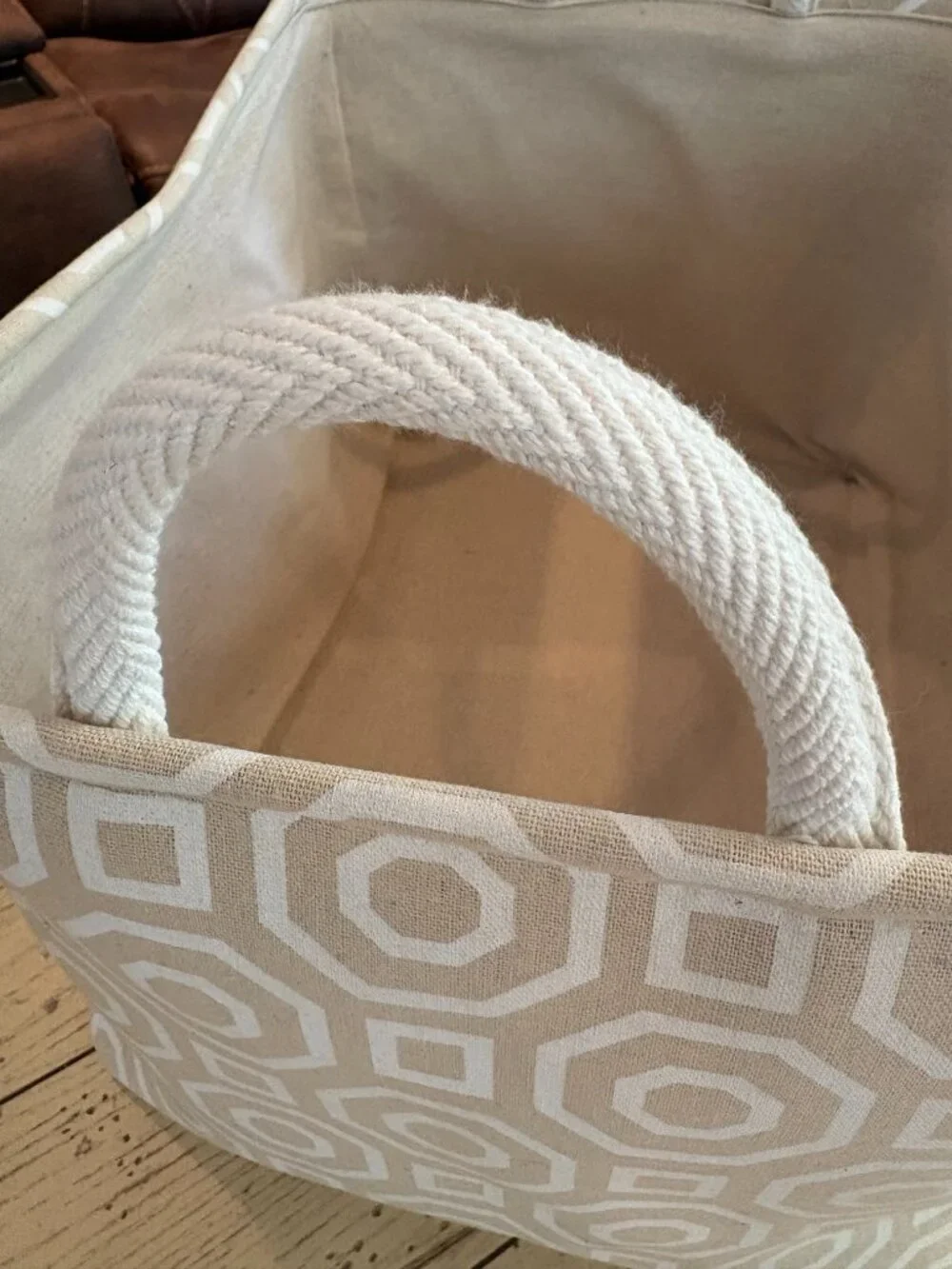 Canvas Printed Storage Basket with Handles